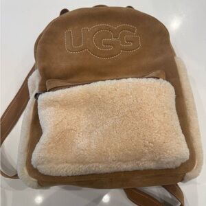 UGG Brown and Cream Shearling Backpack
